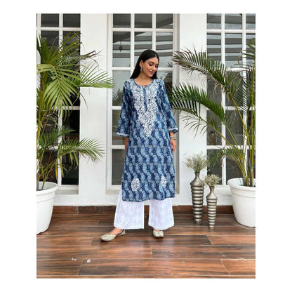 House Of Chikankari Ayah Chikankari Mulmul Straight Kurta