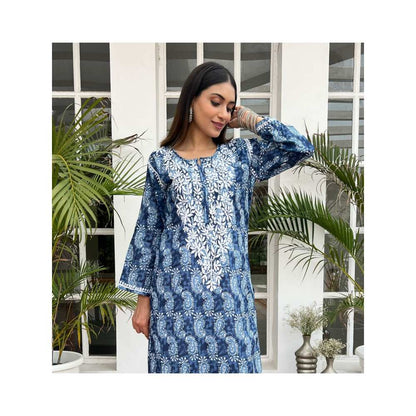 House Of Chikankari Ayah Chikankari Mulmul Straight Kurta