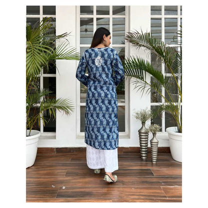 House Of Chikankari Ayah Chikankari Mulmul Straight Kurta