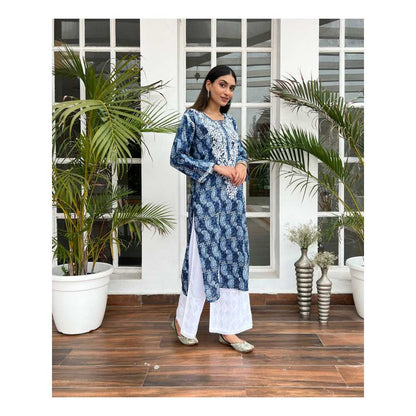 House Of Chikankari Ayah Chikankari Mulmul Straight Kurta