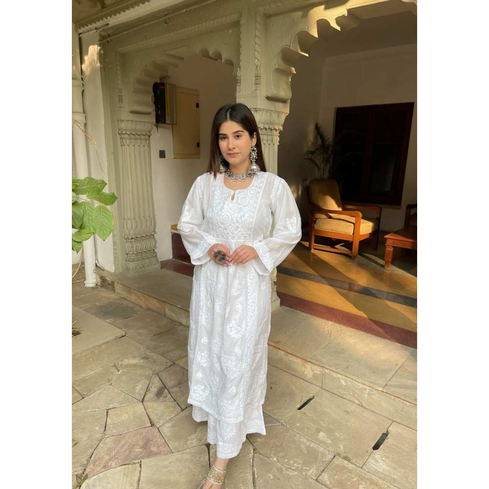 House Of Chikankari Maira Chikankari Muslin A-Line Kurta