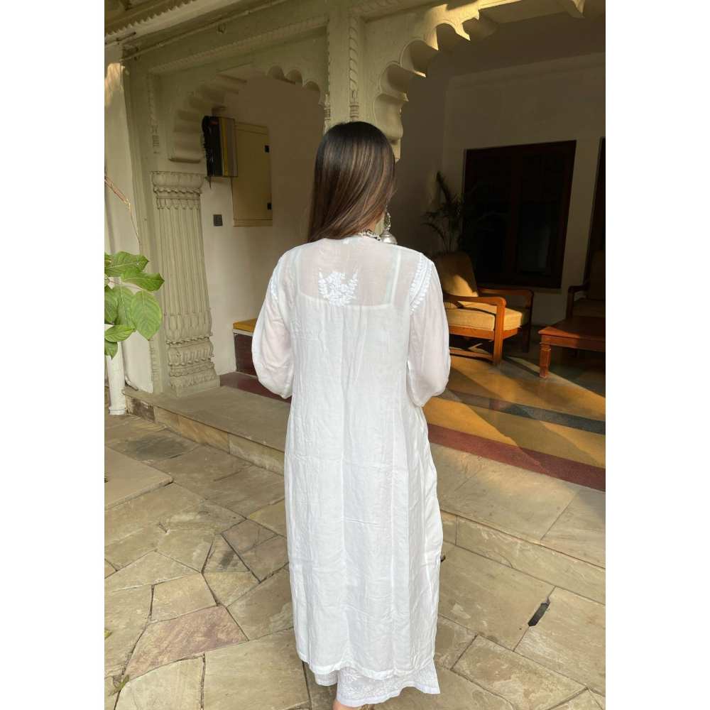 House Of Chikankari Maira Chikankari Muslin A-Line Kurta