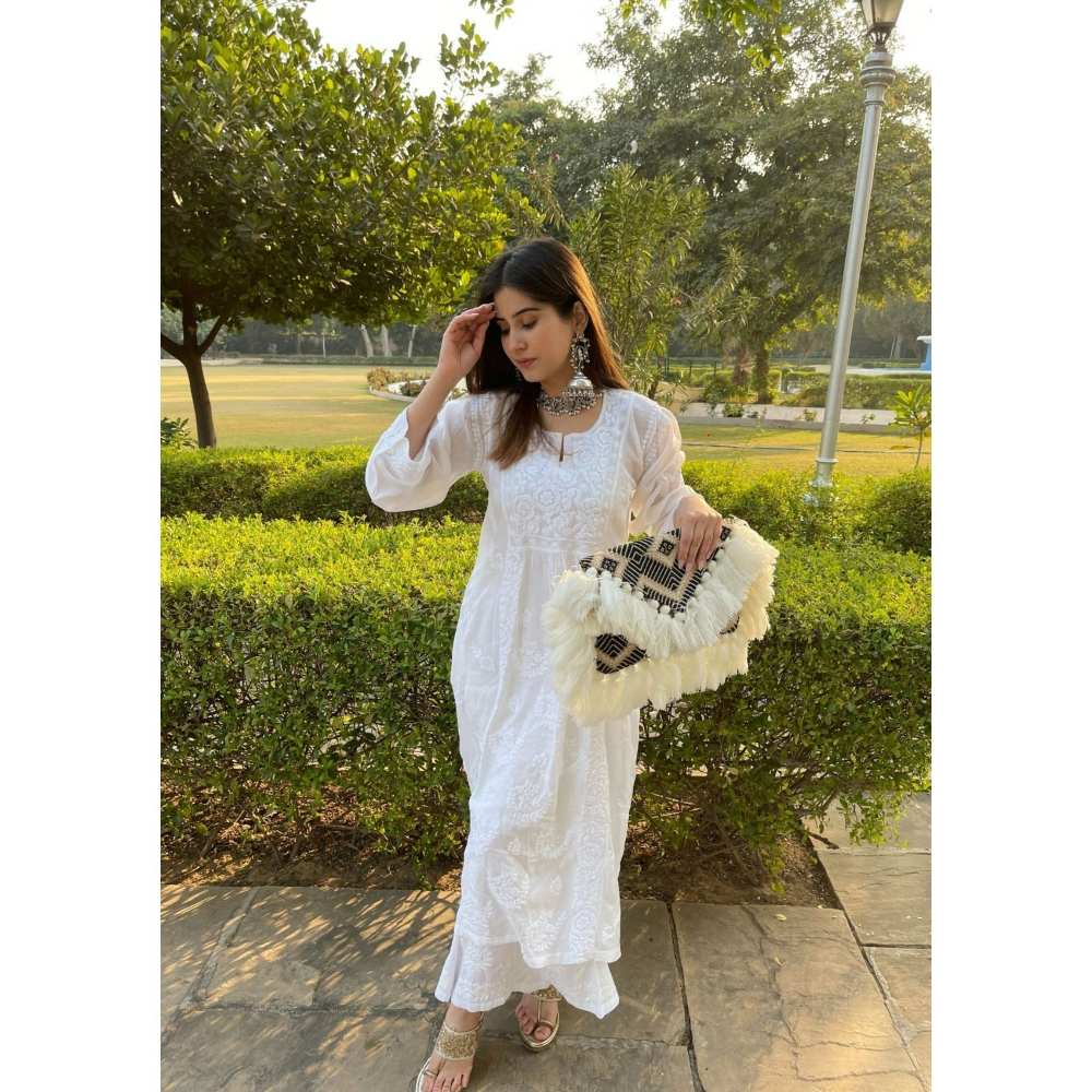 House Of Chikankari Maira Chikankari Muslin A-Line Kurta