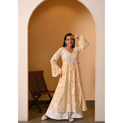 House Of Chikankari Fabiha Chikankari Mulmul Angrakha