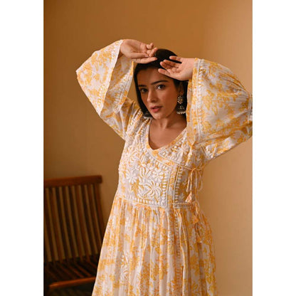 House Of Chikankari Fabiha Chikankari Mulmul Angrakha