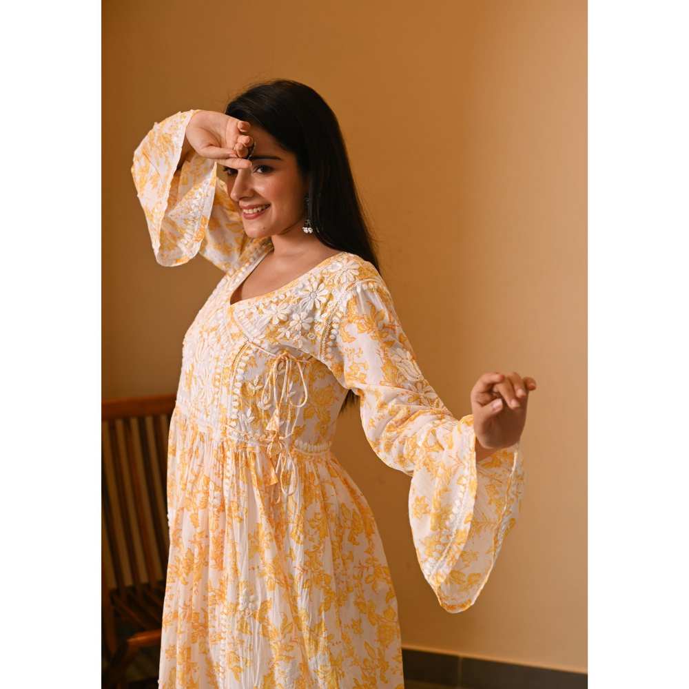 House Of Chikankari Fabiha Chikankari Mulmul Angrakha