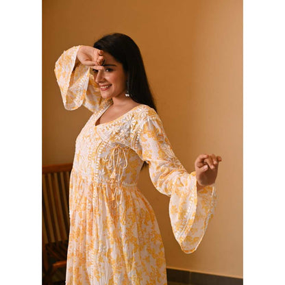 House Of Chikankari Fabiha Chikankari Mulmul Angrakha