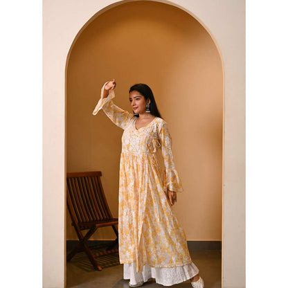 House Of Chikankari Fabiha Chikankari Mulmul Angrakha