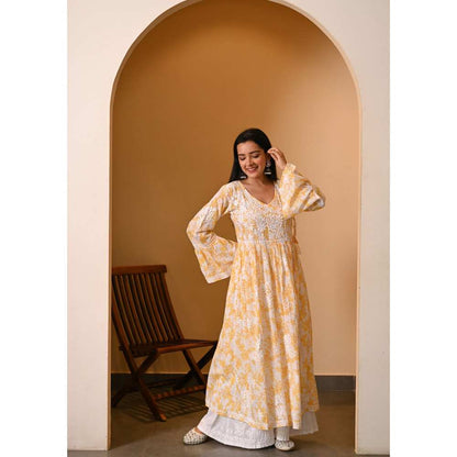 House Of Chikankari Fabiha Chikankari Mulmul Angrakha