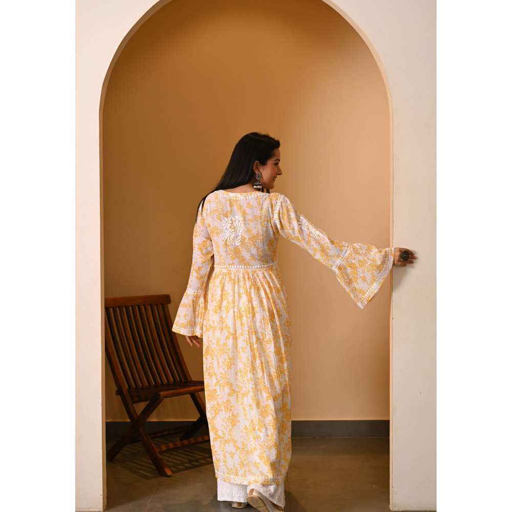 House Of Chikankari Fabiha Chikankari Mulmul Angrakha