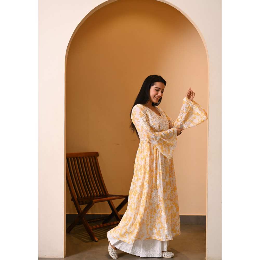 House Of Chikankari Fabiha Chikankari Mulmul Angrakha
