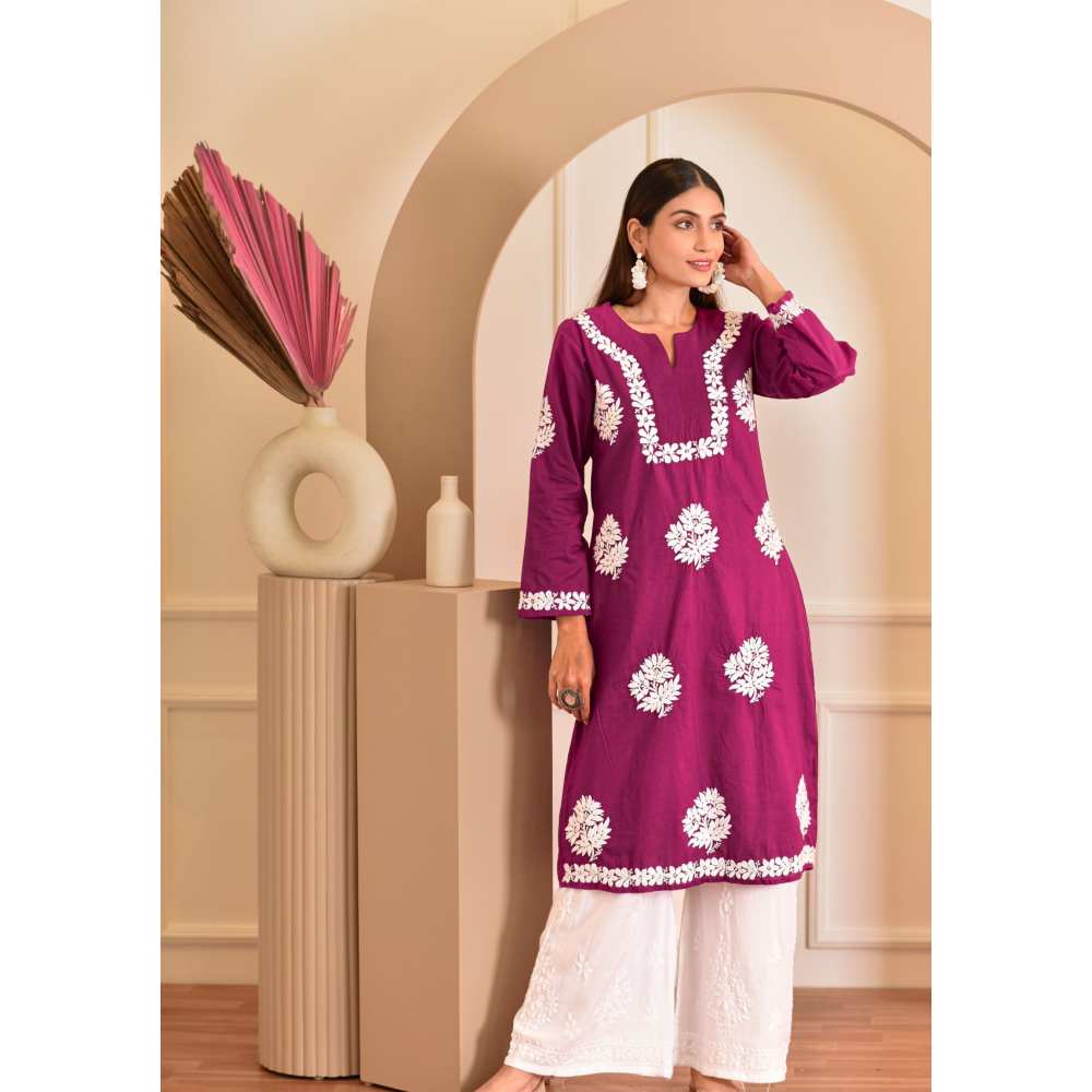 House Of Chikankari Kinza Chikankari Cotton Straight Kurta