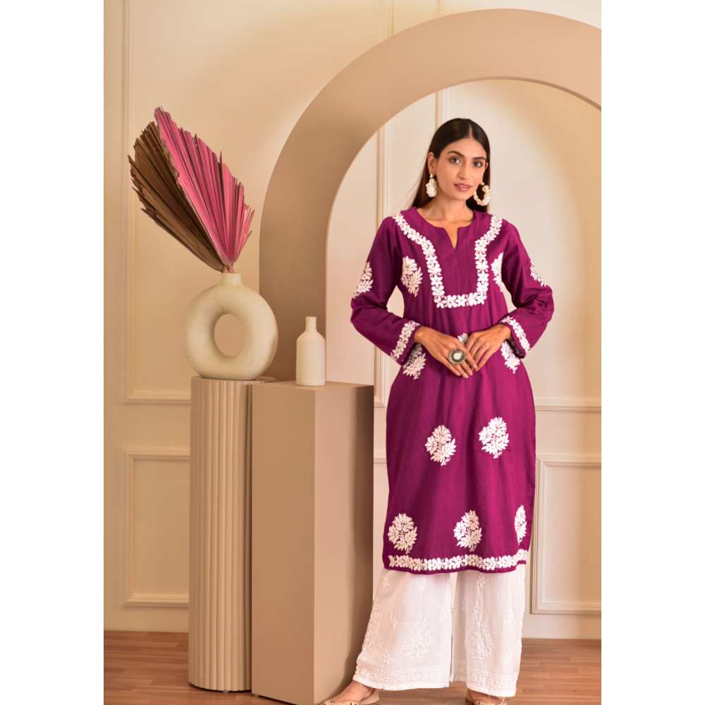 House Of Chikankari Kinza Chikankari Cotton Straight Kurta