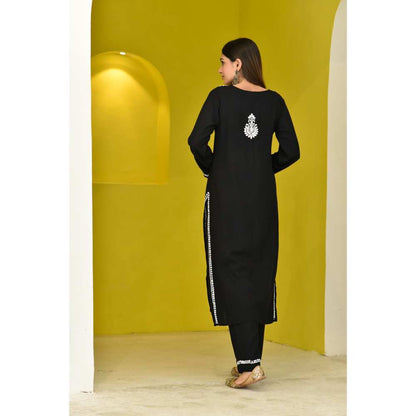 House Of Chikankari Zakia Chikankari Rayon Kurta (Set of 2)