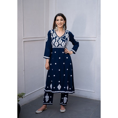 House of Chikankari Aariz Chikankari Rayon Angrakha Set