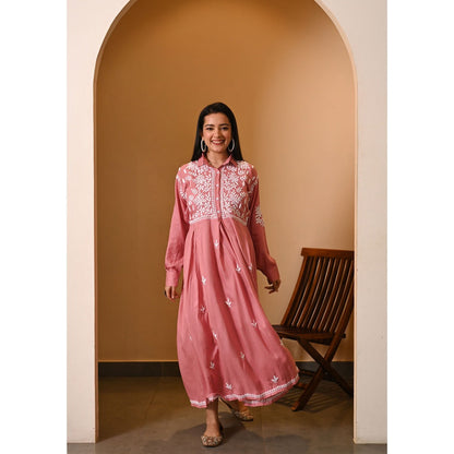 House of Chikankari Aabida Chikankari Modal A-Line Dress