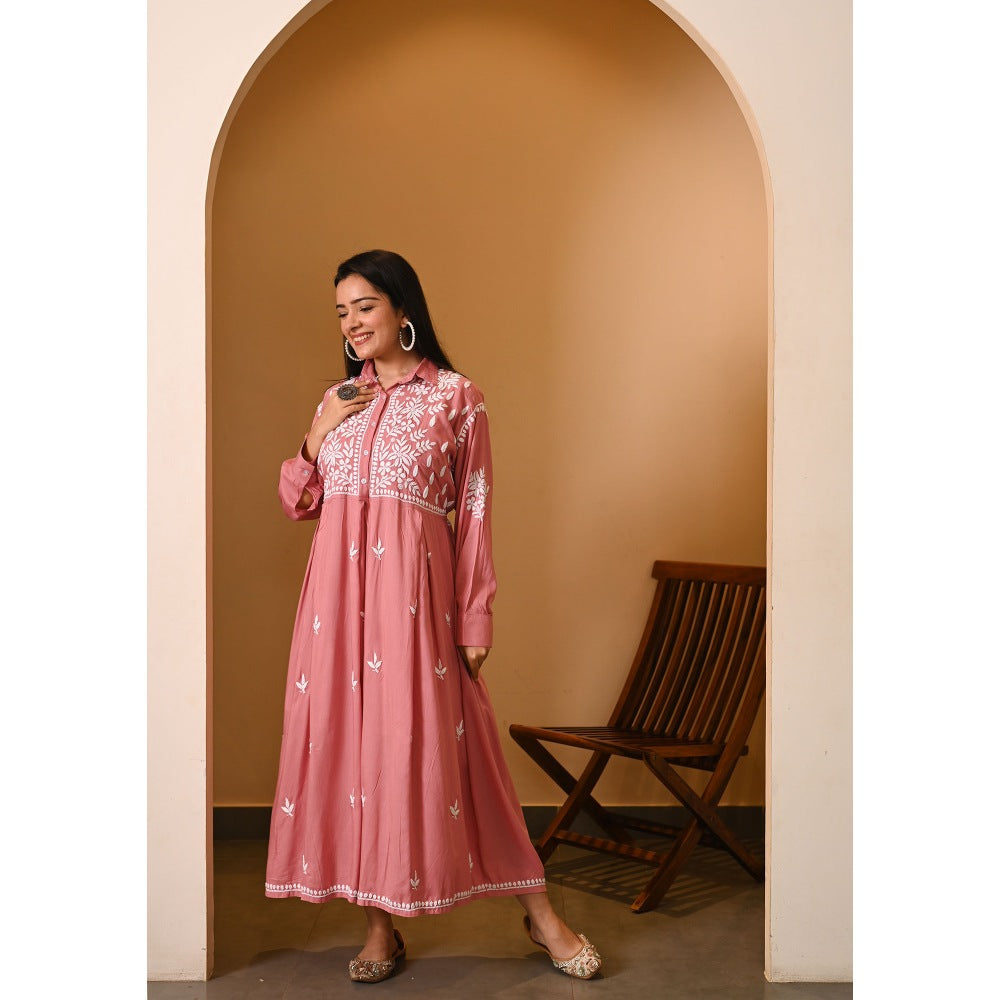 House of Chikankari Aabida Chikankari Modal A-Line Dress