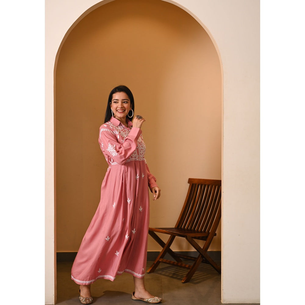 House of Chikankari Aabida Chikankari Modal A-Line Dress