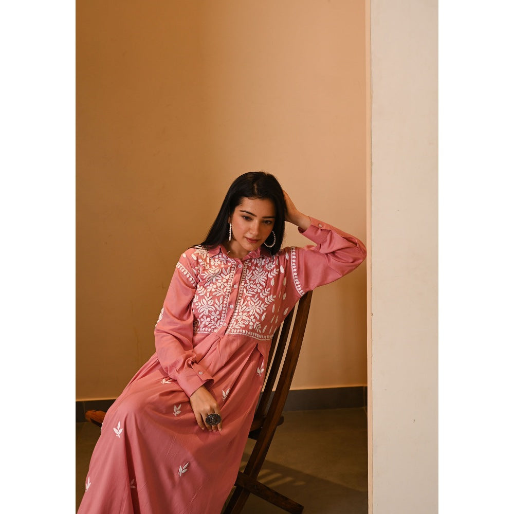 House of Chikankari Aabida Chikankari Modal A-Line Dress