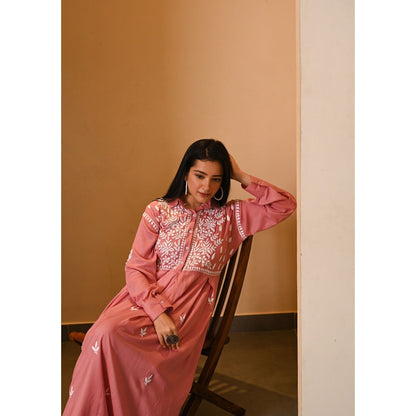House of Chikankari Aabida Chikankari Modal A-Line Dress