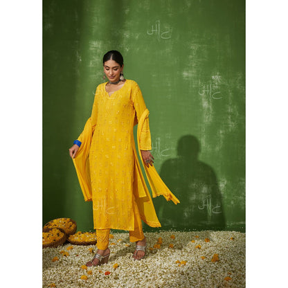 House of Chikankari Meher Chikankari Georgette Straight Kurta Set with Dupatta