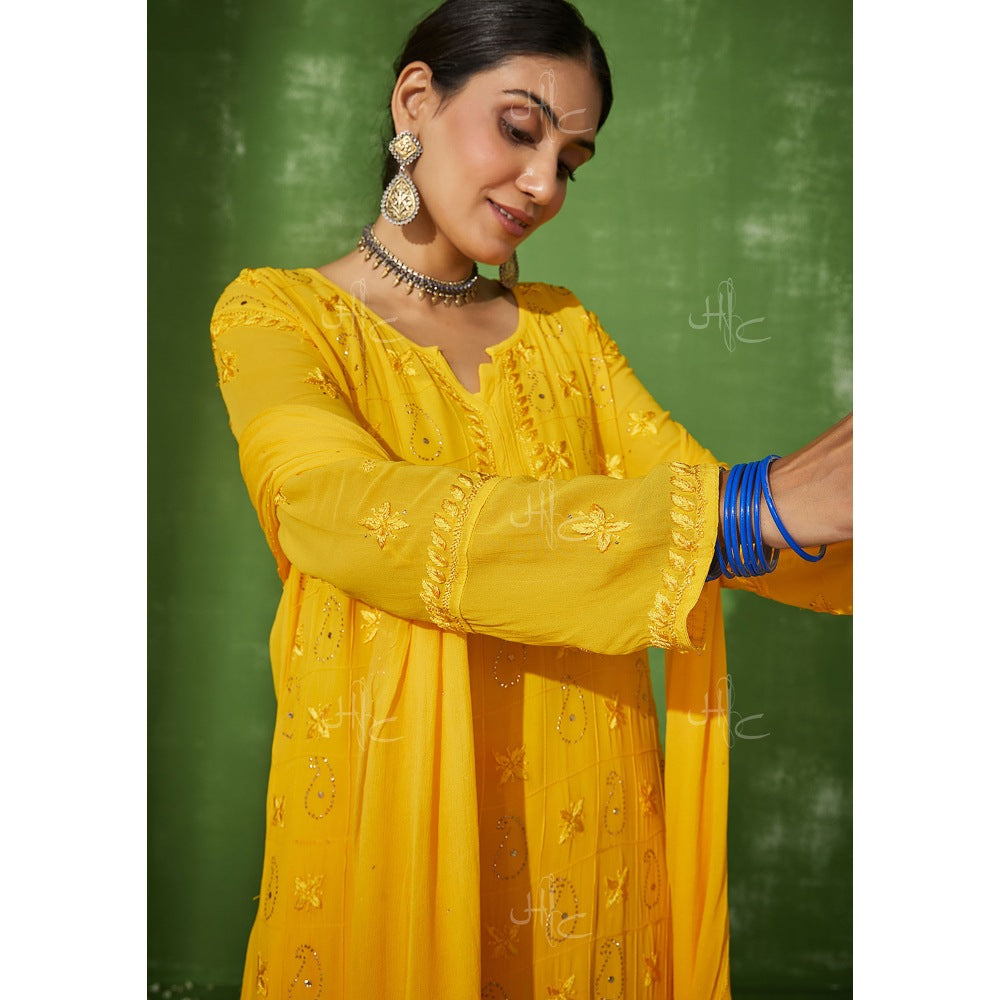House of Chikankari Meher Chikankari Georgette Straight Kurta Set with Dupatta