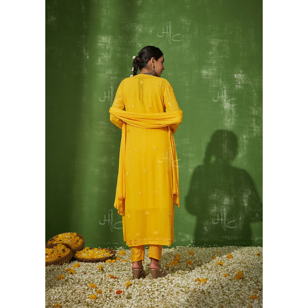 House of Chikankari Meher Chikankari Georgette Straight Kurta Set with Dupatta