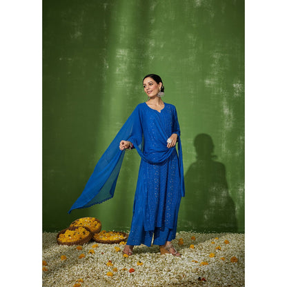 House of Chikankari Shumaya Chikankari Georgette Straight Kurta Set with Dupatta