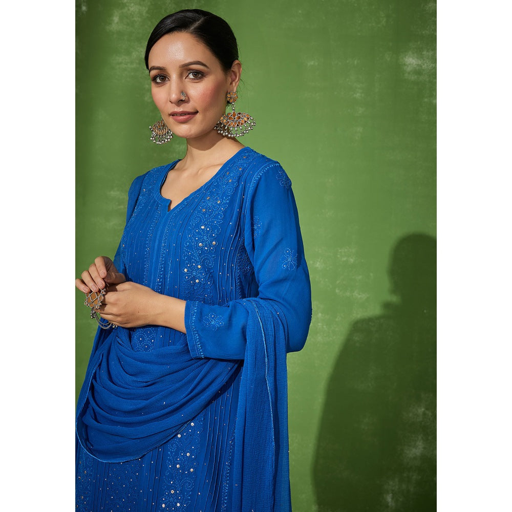 House of Chikankari Shumaya Chikankari Georgette Straight Kurta Set with Dupatta