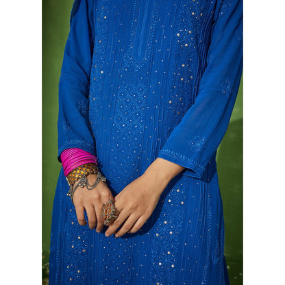 House of Chikankari Shumaya Chikankari Georgette Straight Kurta Set with Dupatta