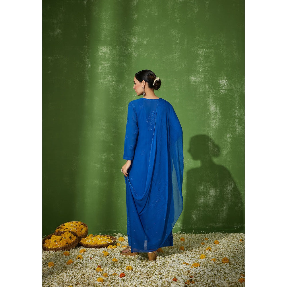 House of Chikankari Shumaya Chikankari Georgette Straight Kurta Set with Dupatta