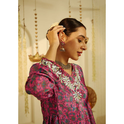 House of Chikankari Zehna Chikankari Crepe A-line Short Kurta Set