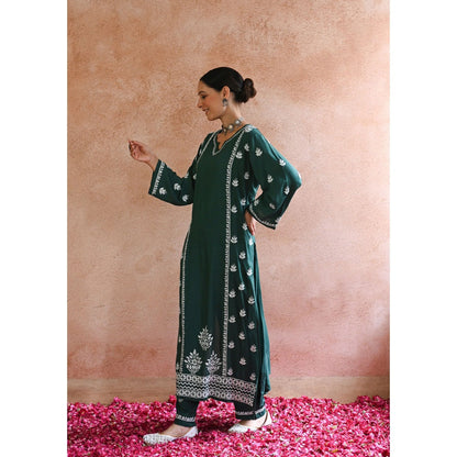 House of Chikankari Nazaha Chikankari Rayon Straight Kurta Set
