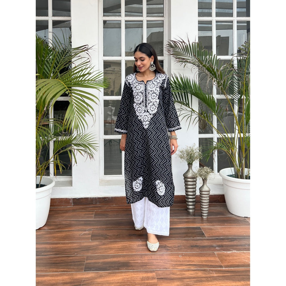 House of Chikankari Ashna Chikankari Mulmul Straight Kurta
