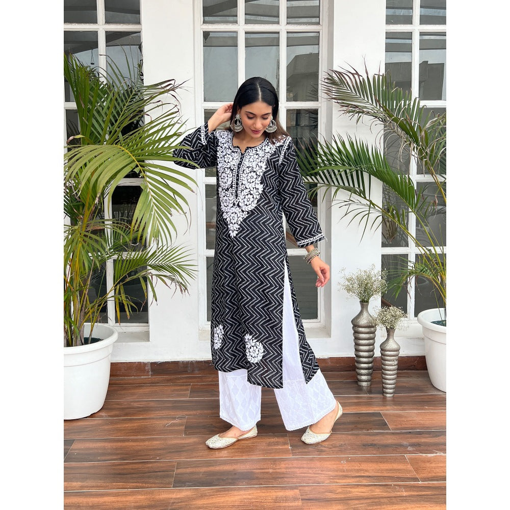 House of Chikankari Ashna Chikankari Mulmul Straight Kurta