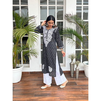 House of Chikankari Ashna Chikankari Mulmul Straight Kurta