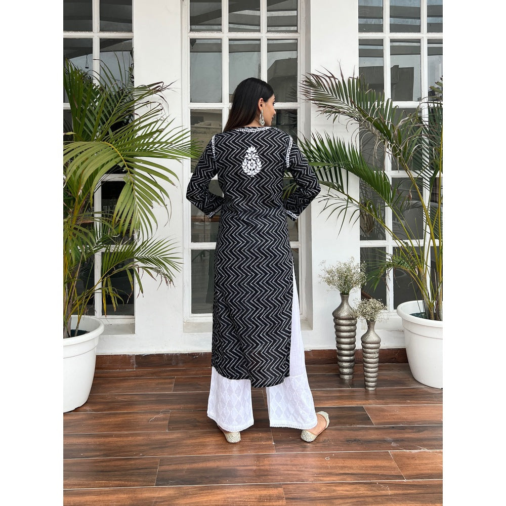 House of Chikankari Ashna Chikankari Mulmul Straight Kurta
