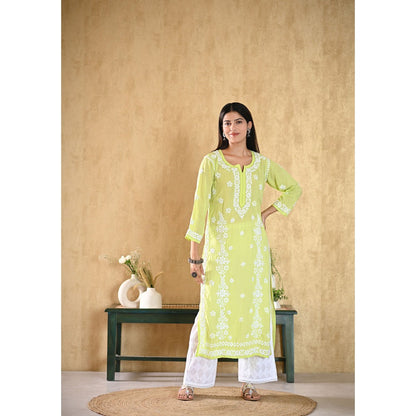 House of Chikankari Nur Chikankari Mulmul Straight Kurta