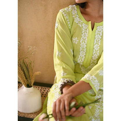 House of Chikankari Nur Chikankari Mulmul Straight Kurta