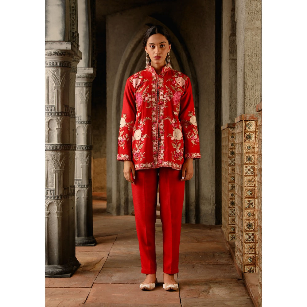 House of Chikankari Kasmira Aari Woollen Short Jacket