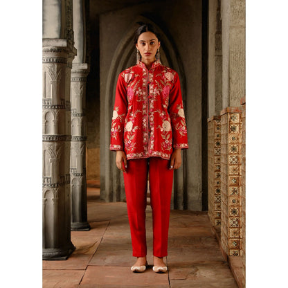 House of Chikankari Kasmira Aari Woollen Short Jacket