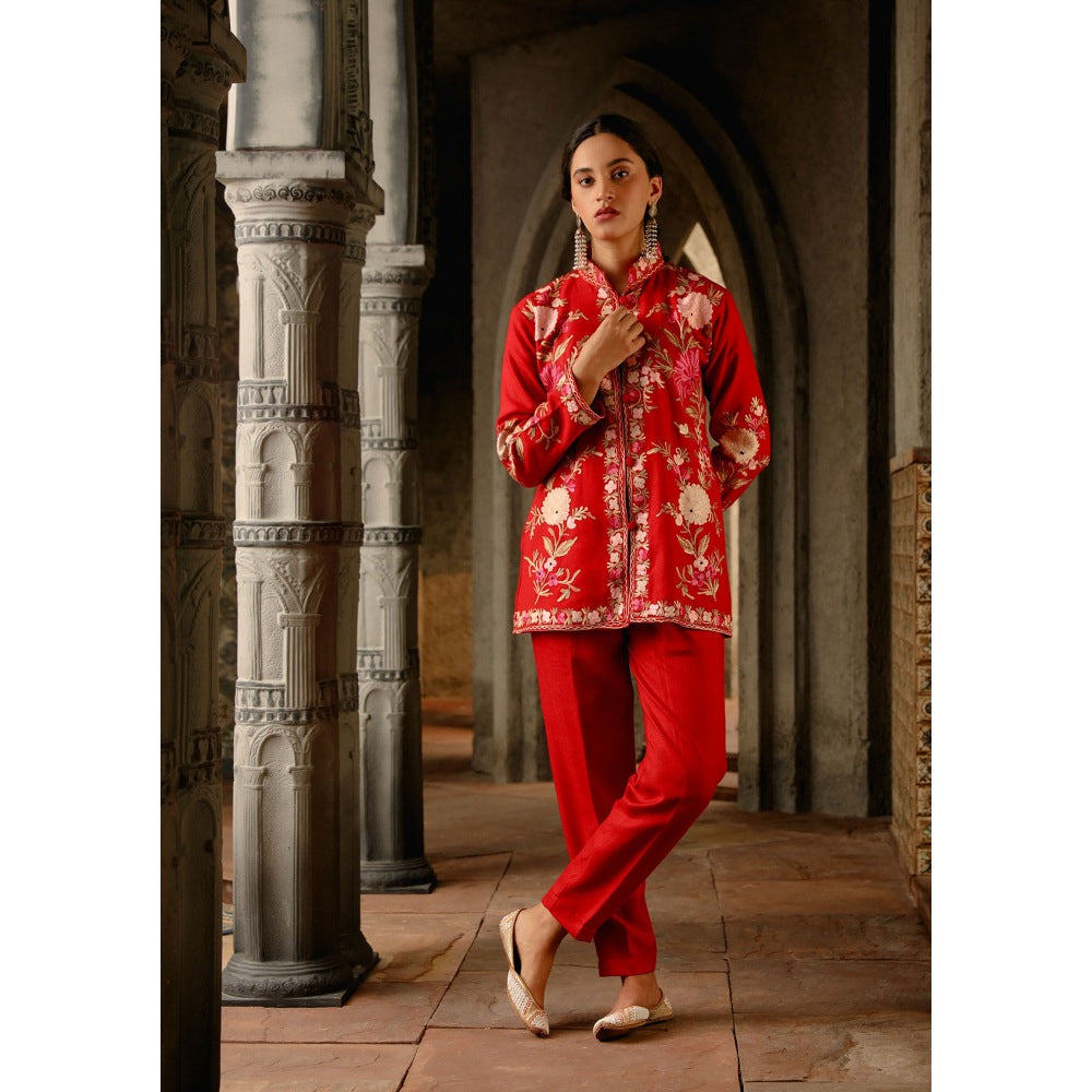 House of Chikankari Kasmira Aari Woollen Short Jacket