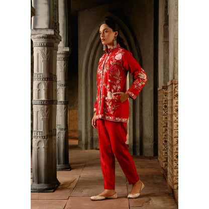 House of Chikankari Kasmira Aari Woollen Short Jacket