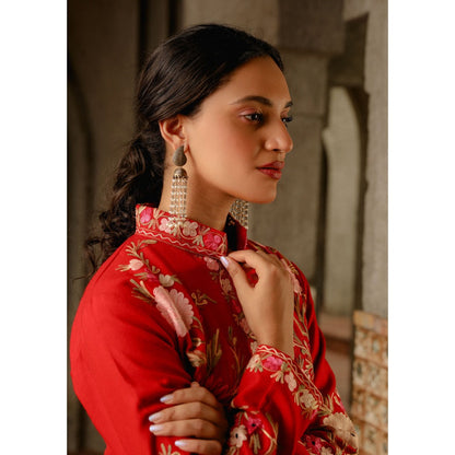 House of Chikankari Kasmira Aari Woollen Short Jacket