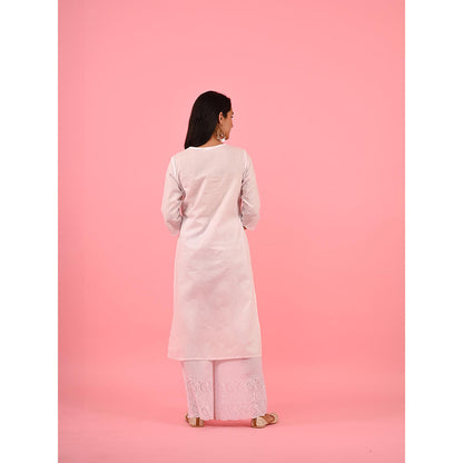 House of Chikankari Zinia Embroidered Cotton Straight Kurta White