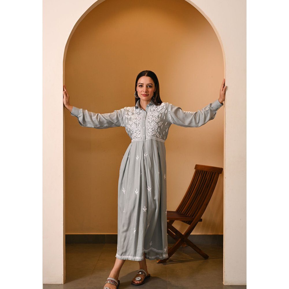 House of Chikankari Aabida Chikankari Modal A-Line Dress