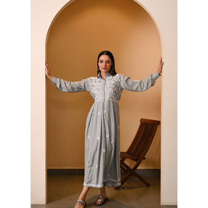 House of Chikankari Aabida Chikankari Modal A-Line Dress