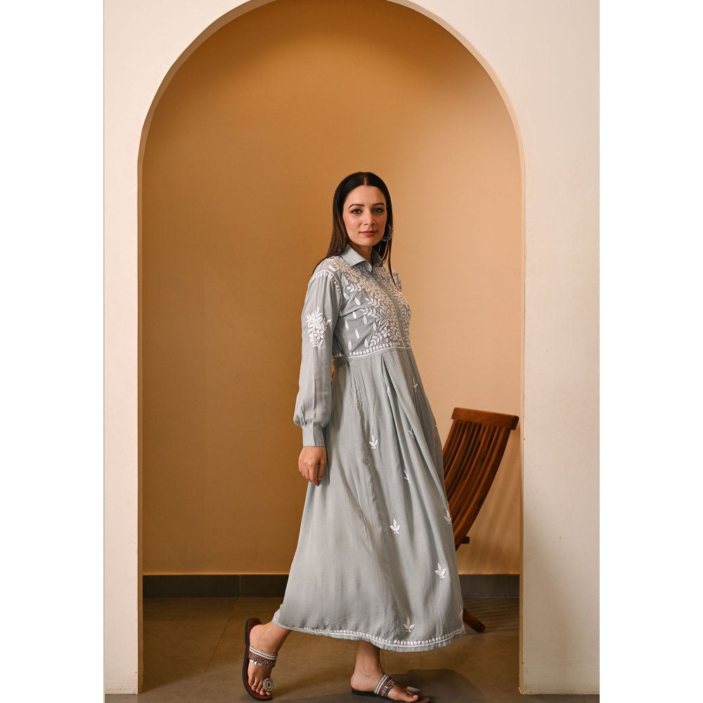 House of Chikankari Aabida Chikankari Modal A-Line Dress