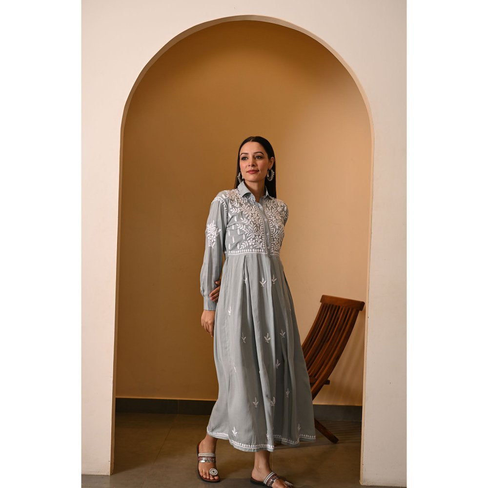 House of Chikankari Aabida Chikankari Modal A-Line Dress