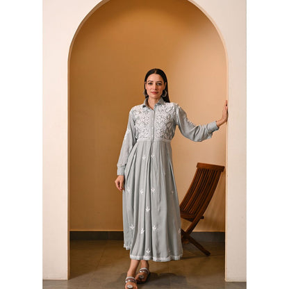 House of Chikankari Aabida Chikankari Modal A-Line Dress